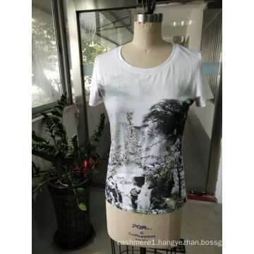 Summer Latest Fashion Printing Mountain Charming Women T-Shirt